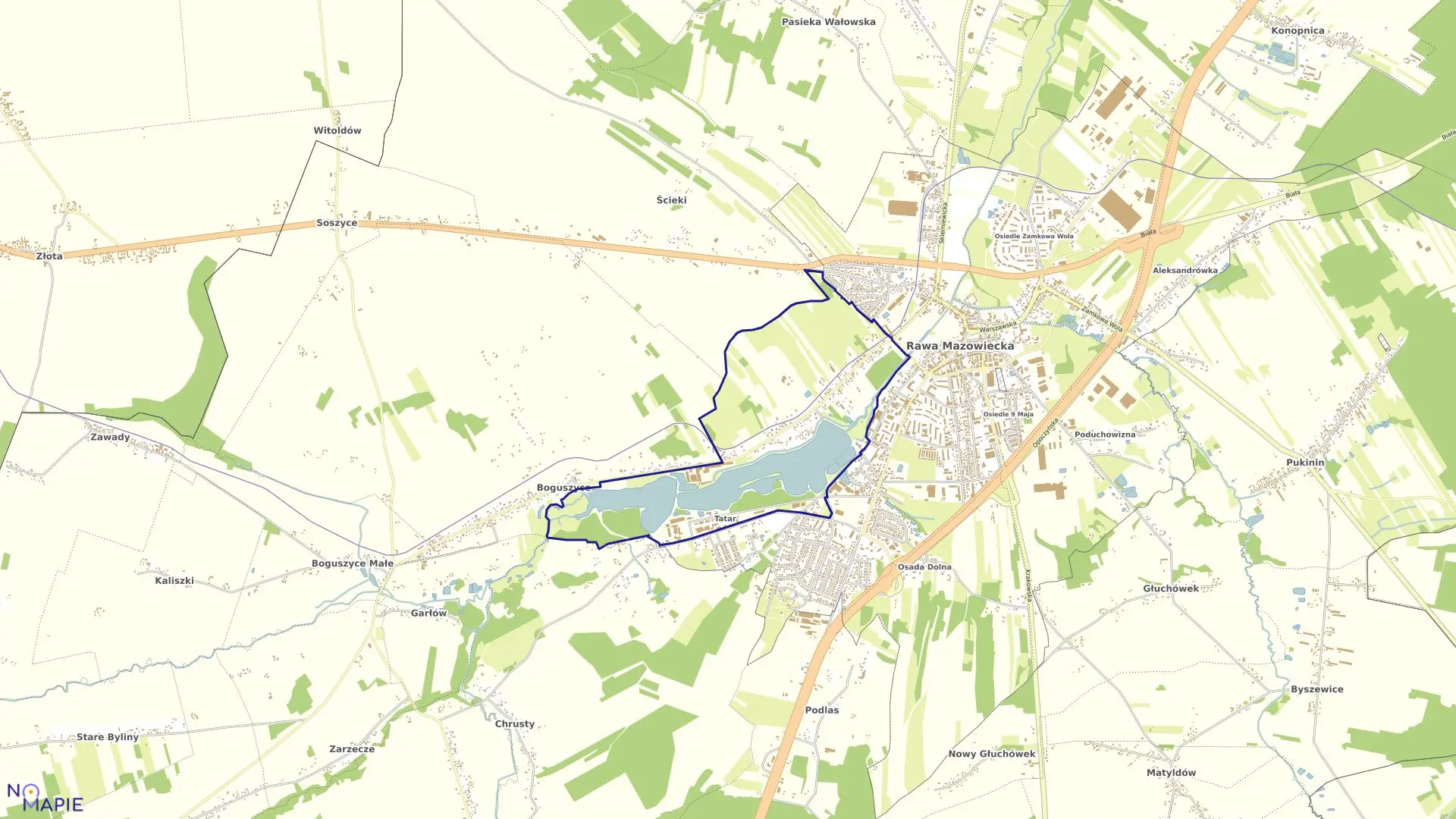 Mapa obrębu OBRĘB 8 w mieście Rawa Mazowiecka